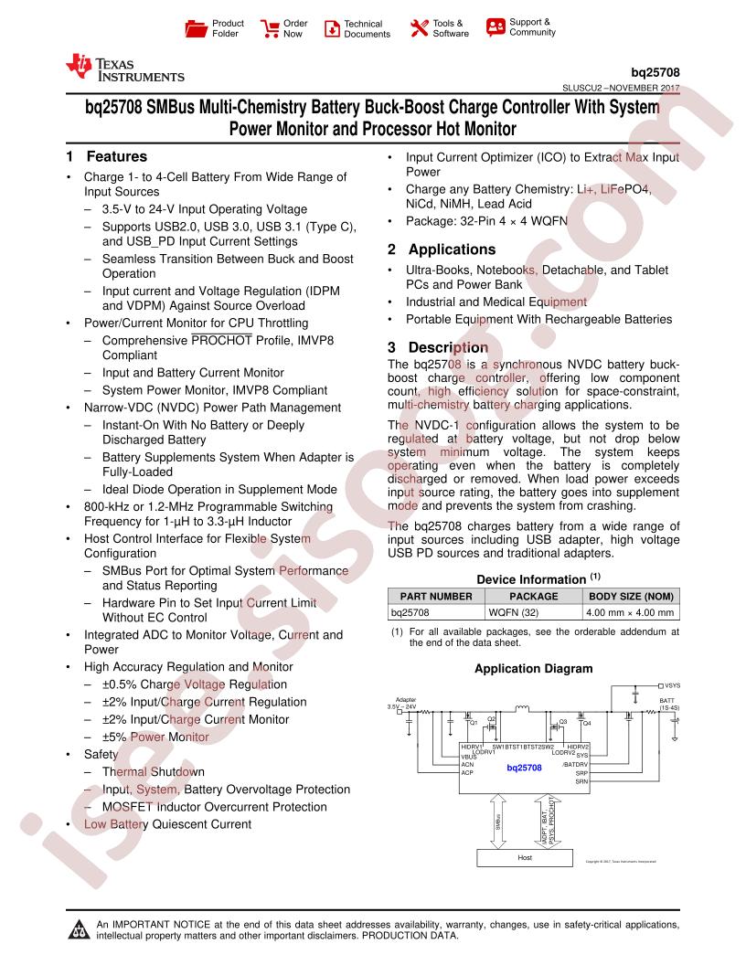 BQ25708 Datasheet