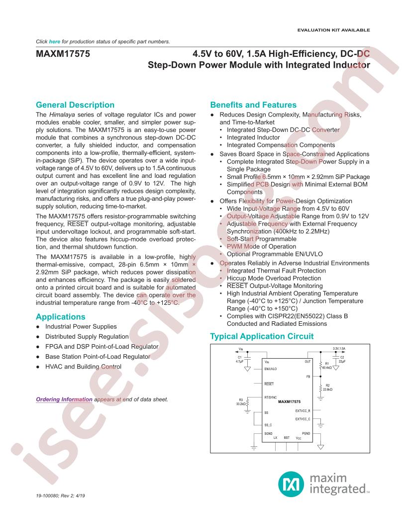 MAXM17575 Datasheet