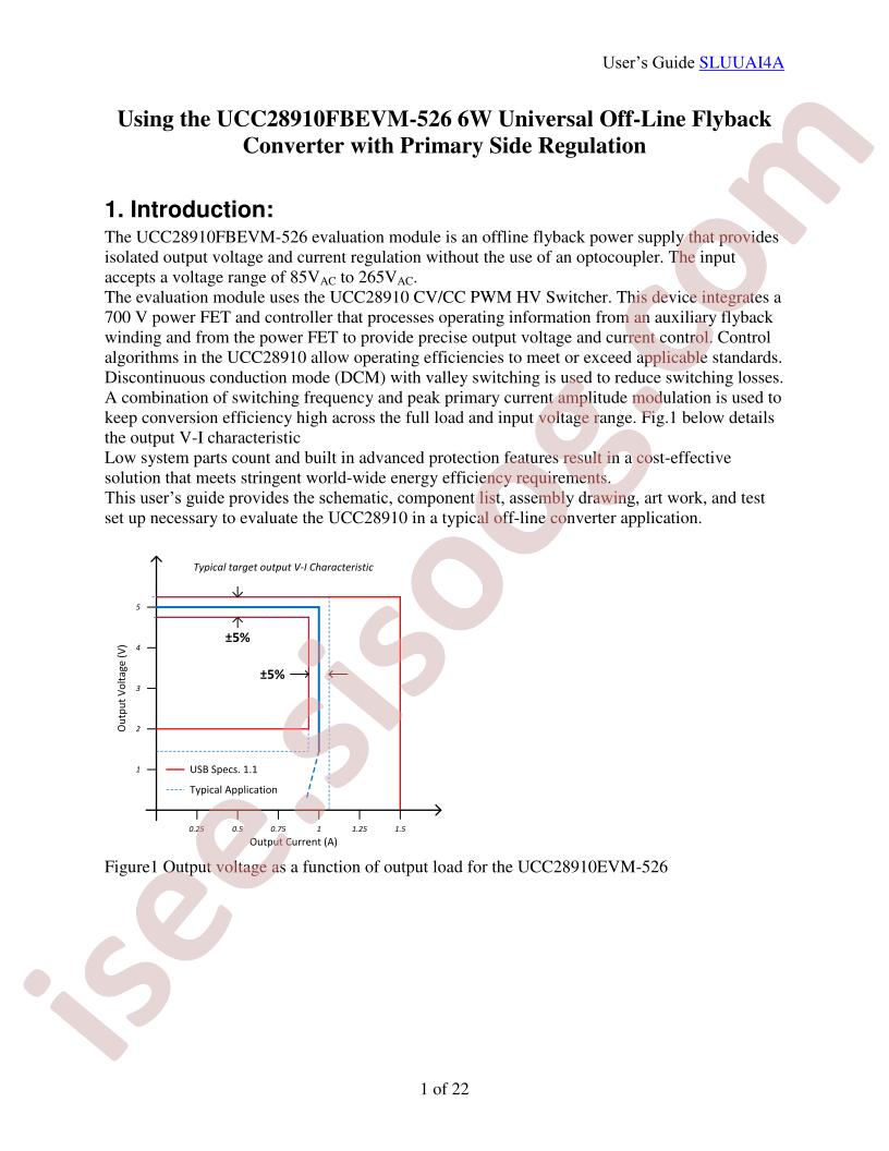 UCC28910FBEVM-526 User Guide