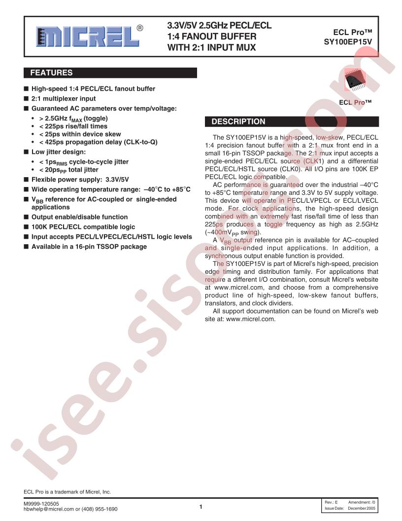 SY100EP15V