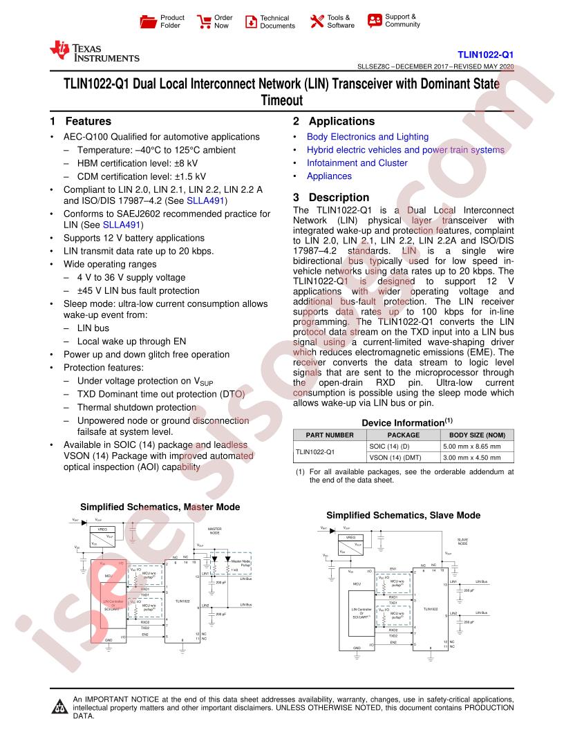 TLIN1022-Q1 Datasheet