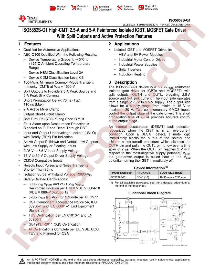 ISO5852S-Q1 Datasheet