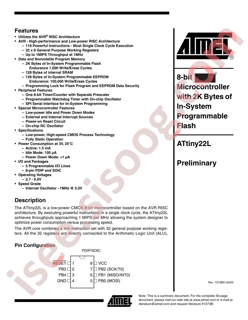 ATTINY22L Datasheet