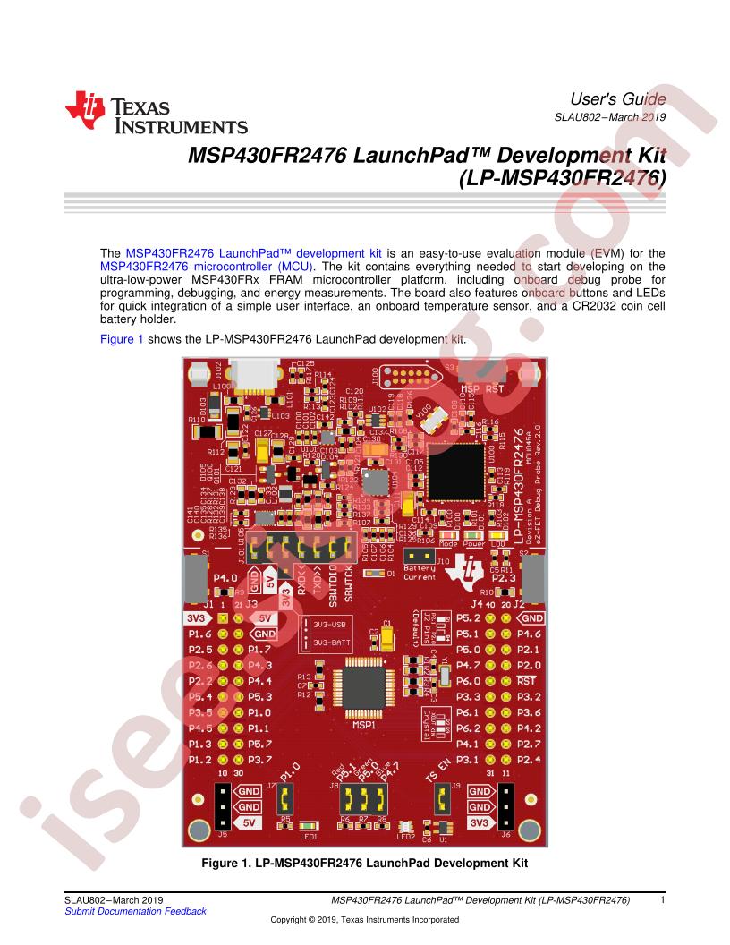 LP-MSP430FR247x User Guide