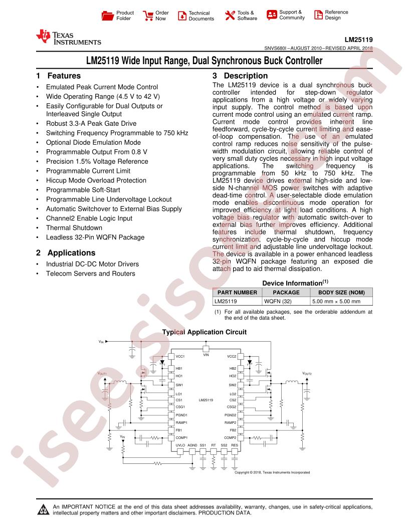 LM25119 Datasheet