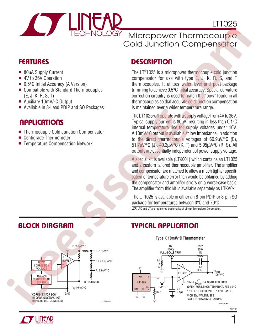 LT1025 Datasheet