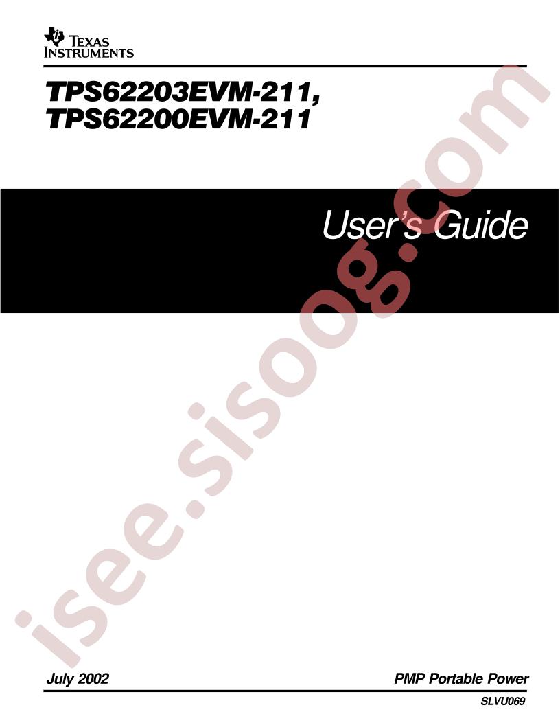 TPS62203/00EVM-211 Users Guide