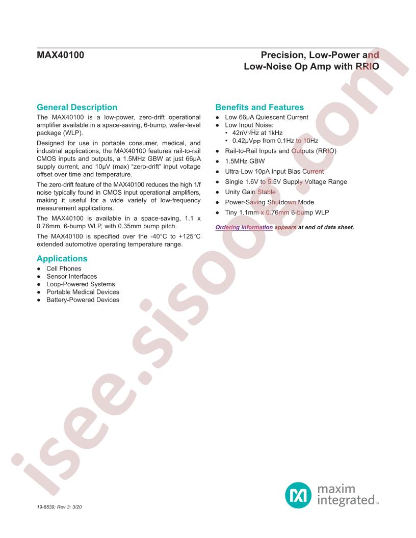 MAX40100 Datasheet