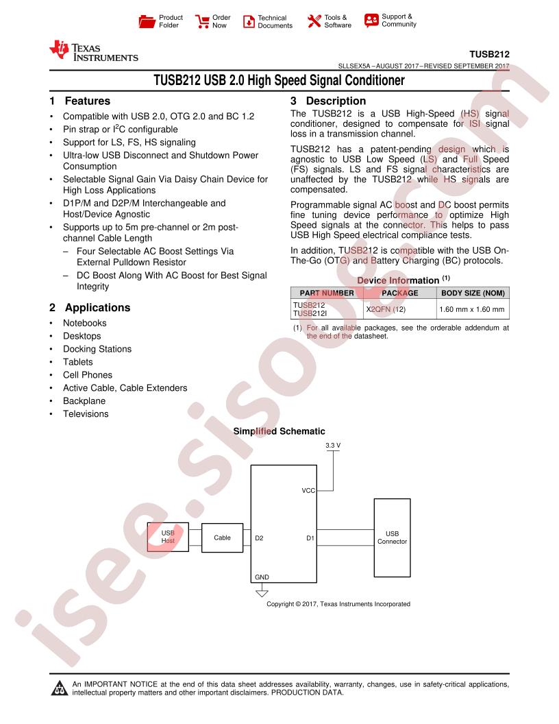 TUSB212 Datasheet
