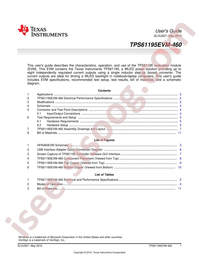 TPS61195EVM-460 User Guide