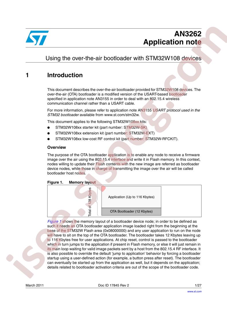 STM32W108 Using Over-the-Air Bootloader