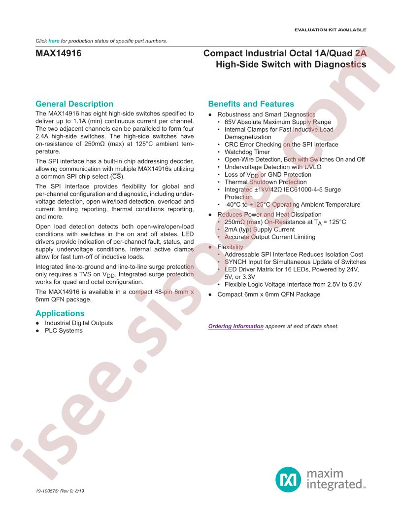MAX14916 Datasheet