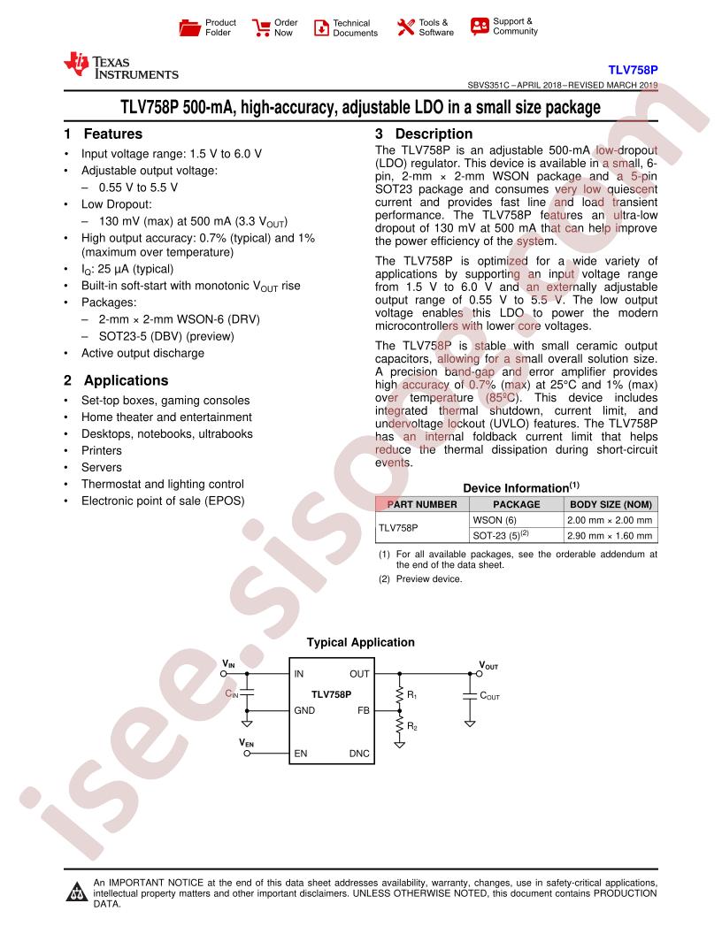 TLV758P Datasheet