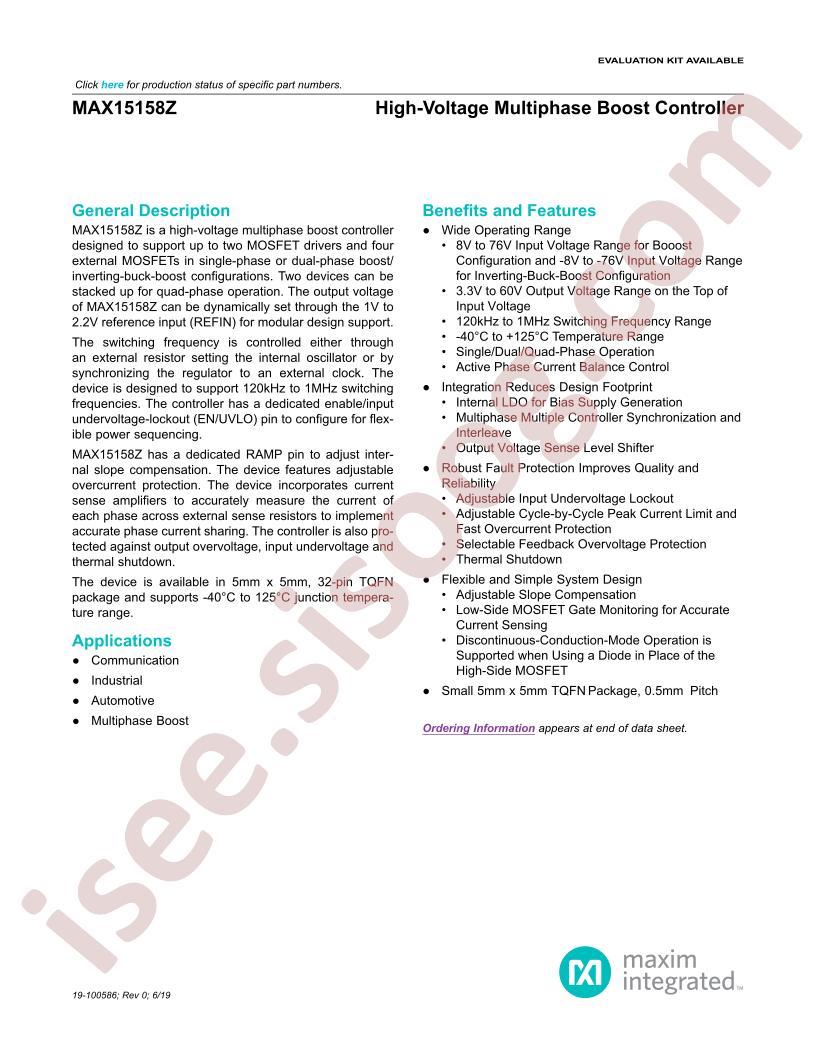 MAX15158Z Datasheet