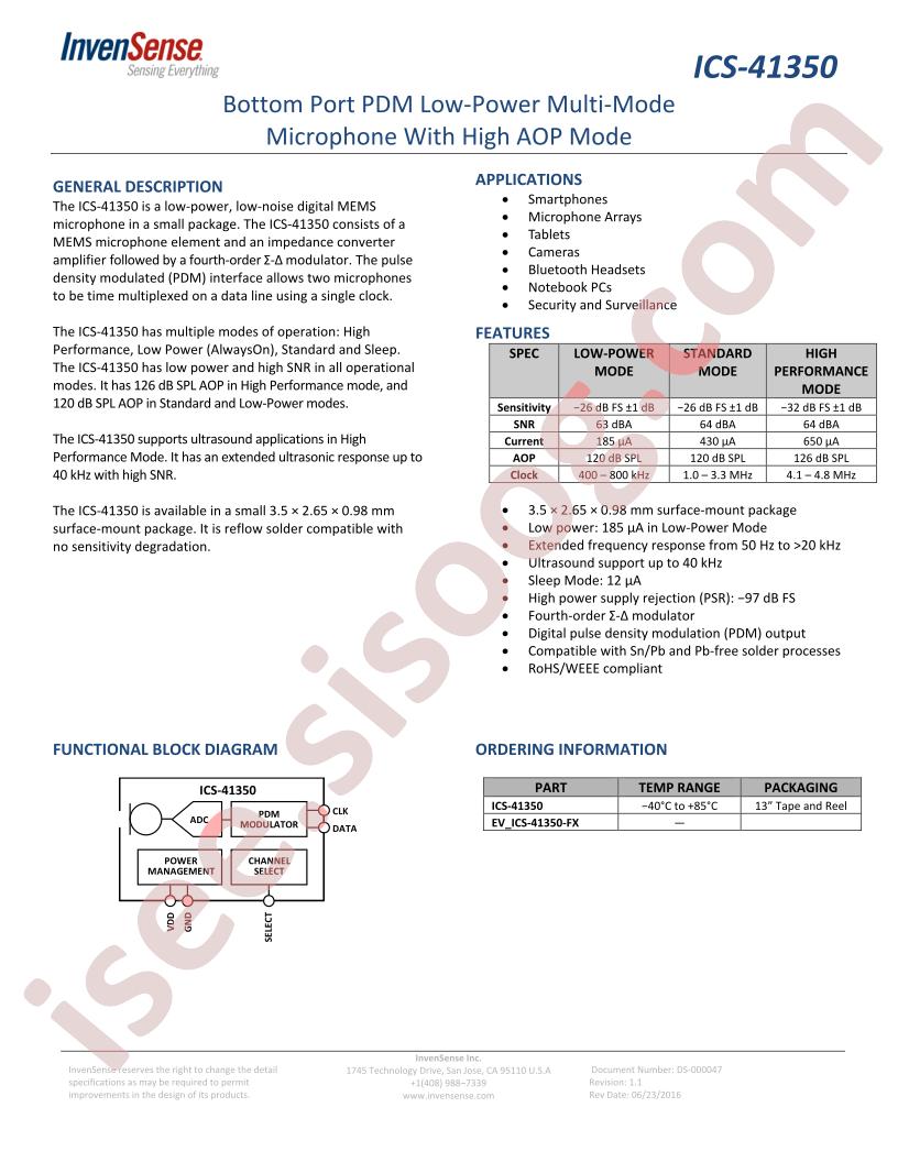 ICS-41350 Datasheet