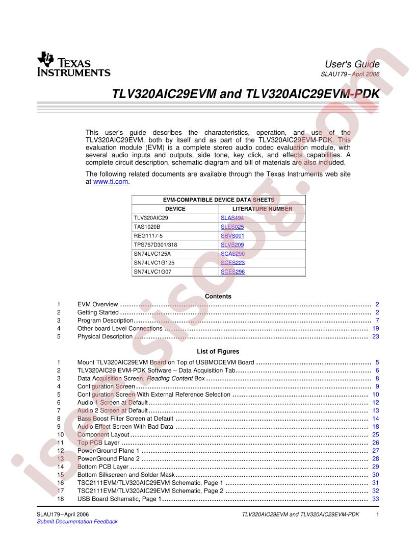 TLV320AIC29EVM/-PDK Users Guide