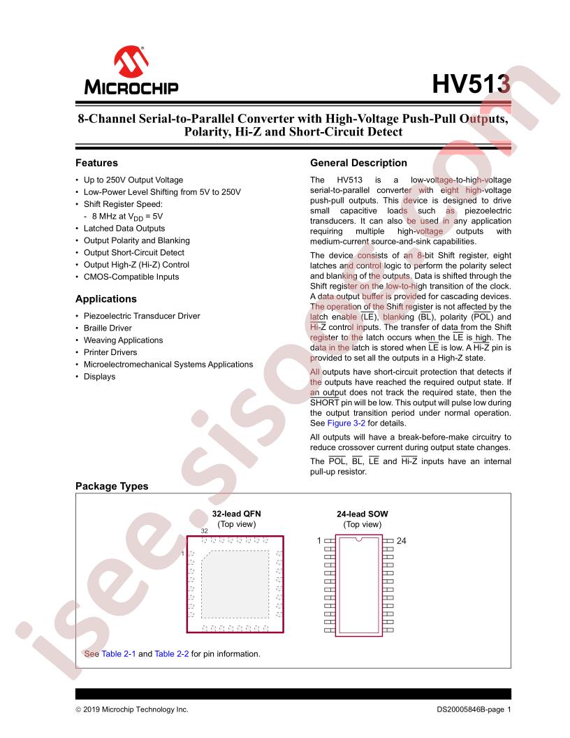 HV513 Datasheet