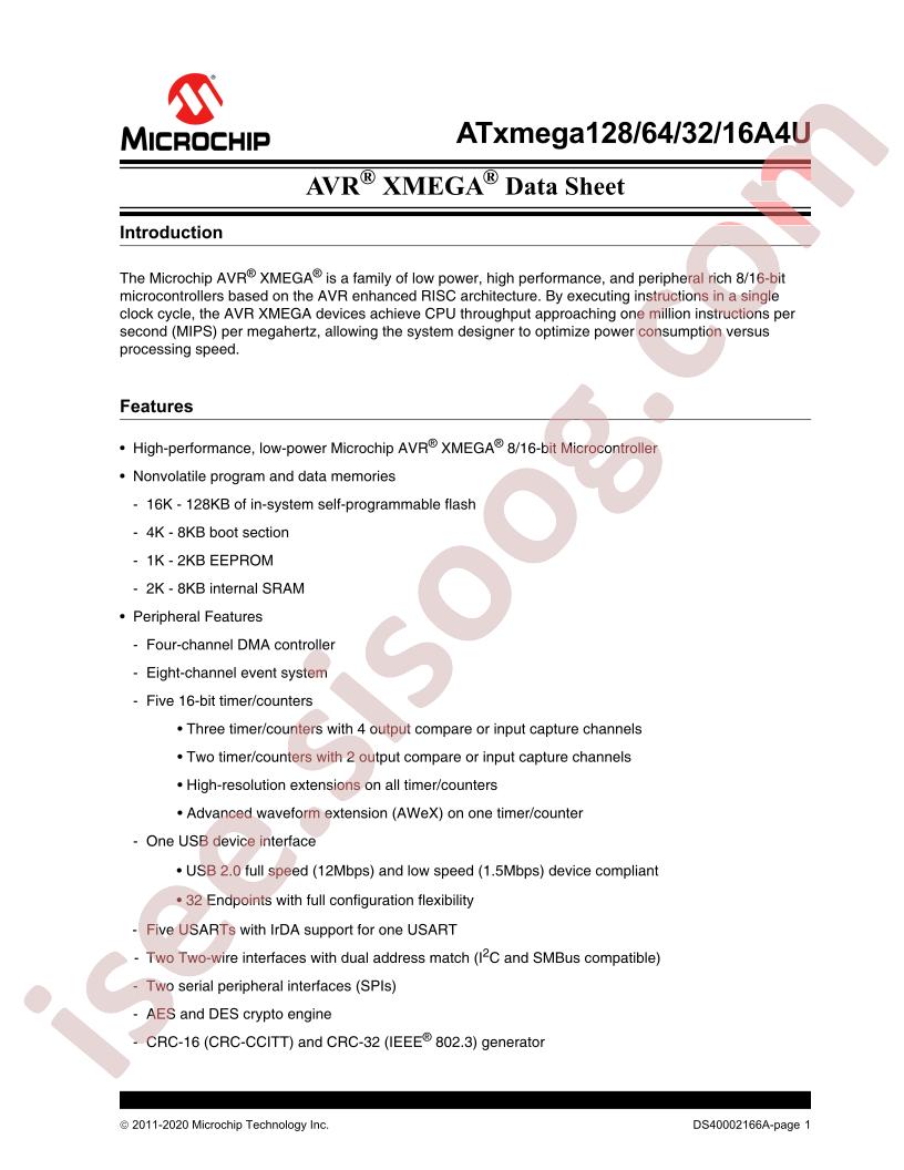 ATXMEGAxxA4U Datasheet