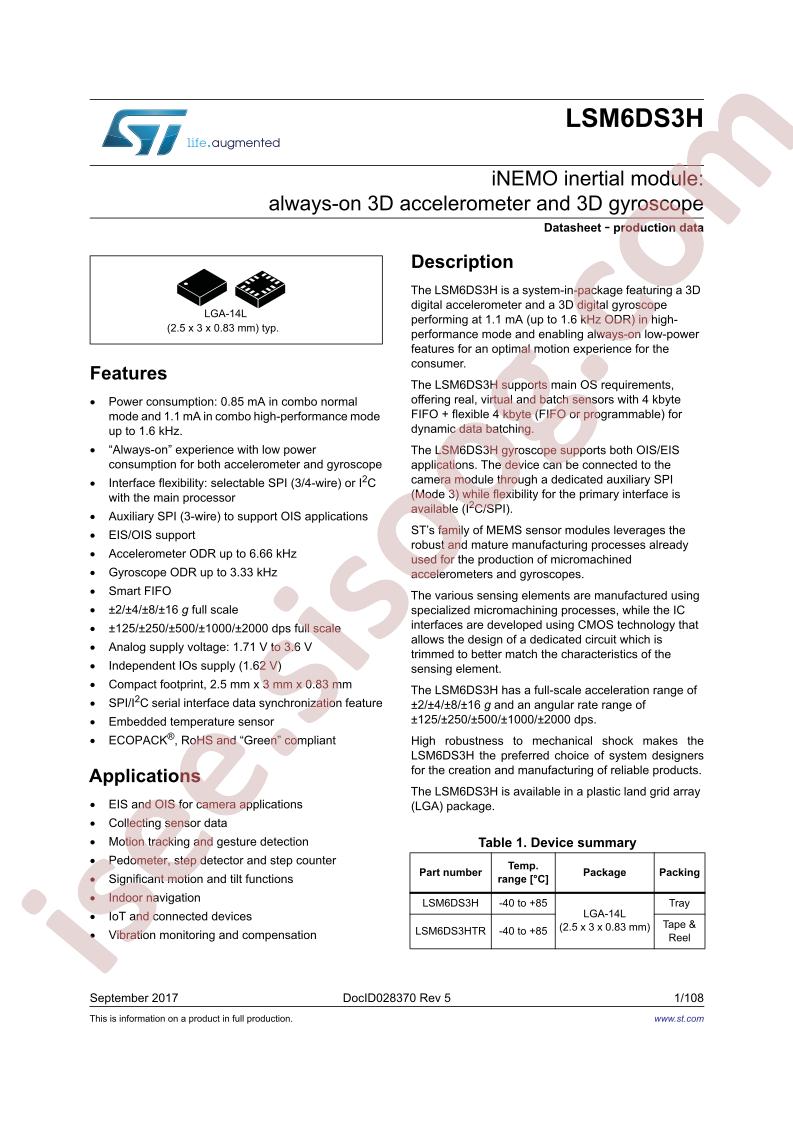 LSM6DS3H Datasheet