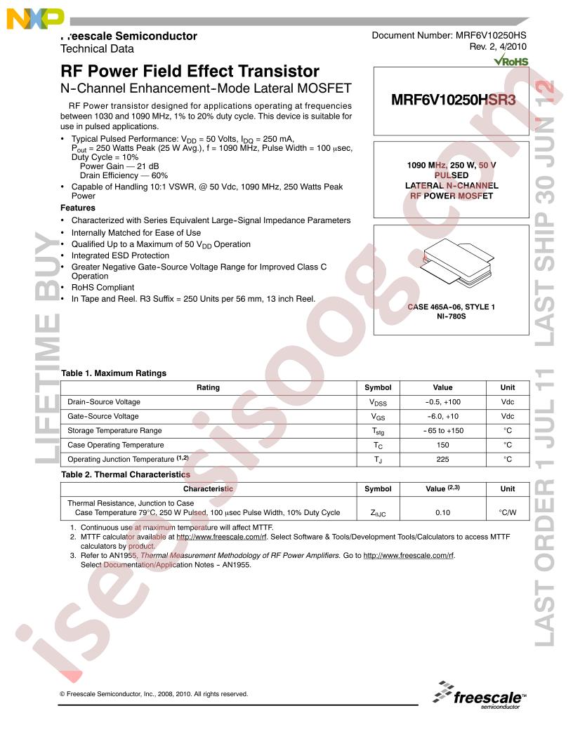 MRF6V10250HSR3