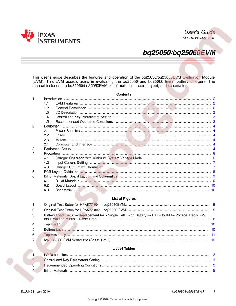 BQ25050,60EVM Guide