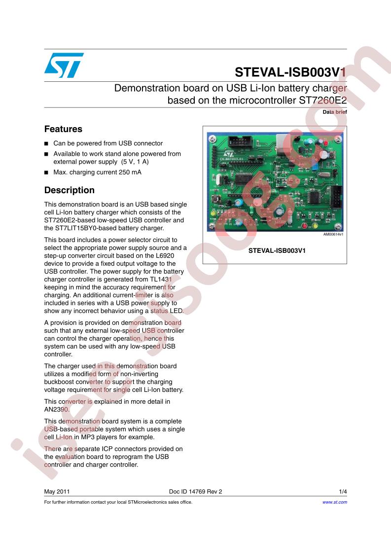 STEVAL-ISB003V1 Data Brief