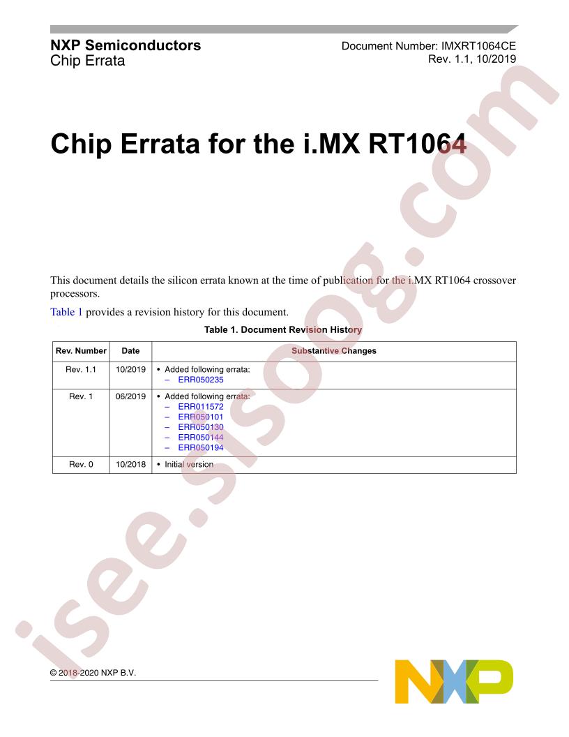 MiMXRT1064 Errata