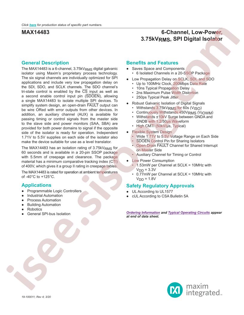 MAX14483 Datasheet