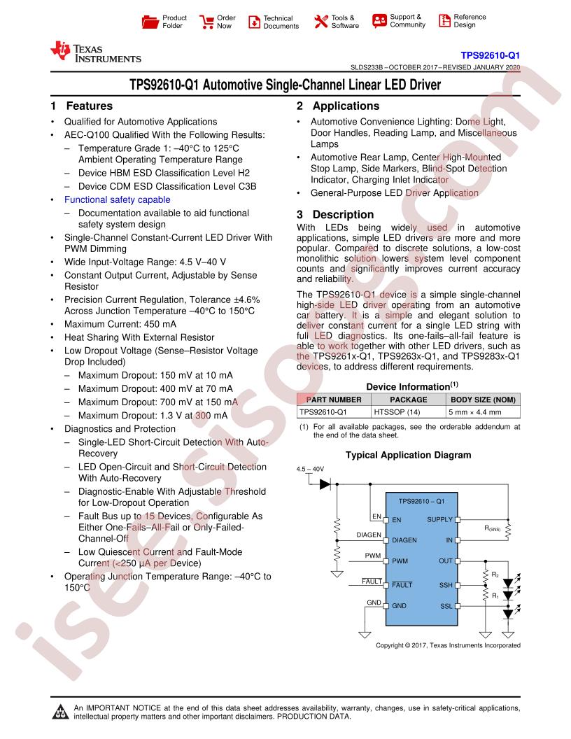TPS92610-Q1 Datasheet