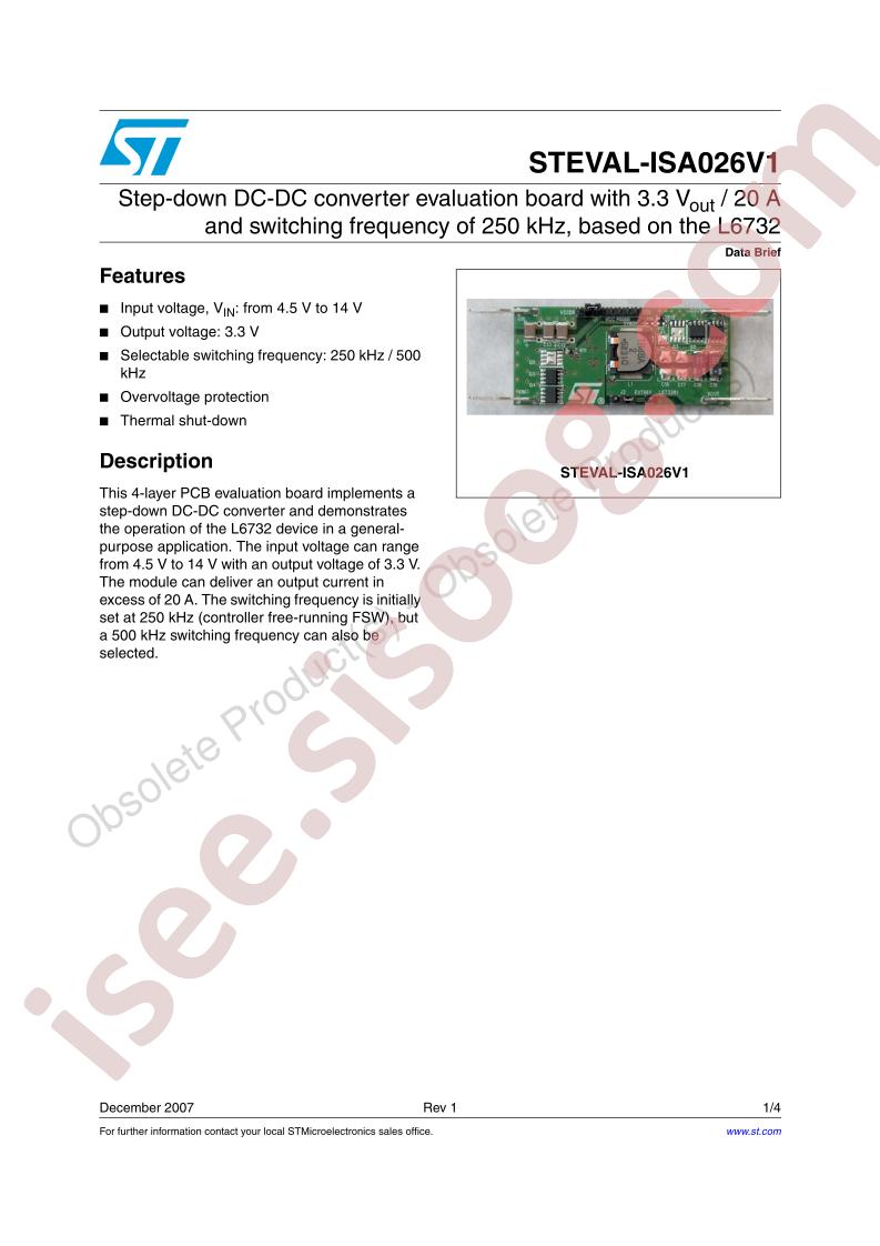 STEVAL-ISA026V1 Data Brief