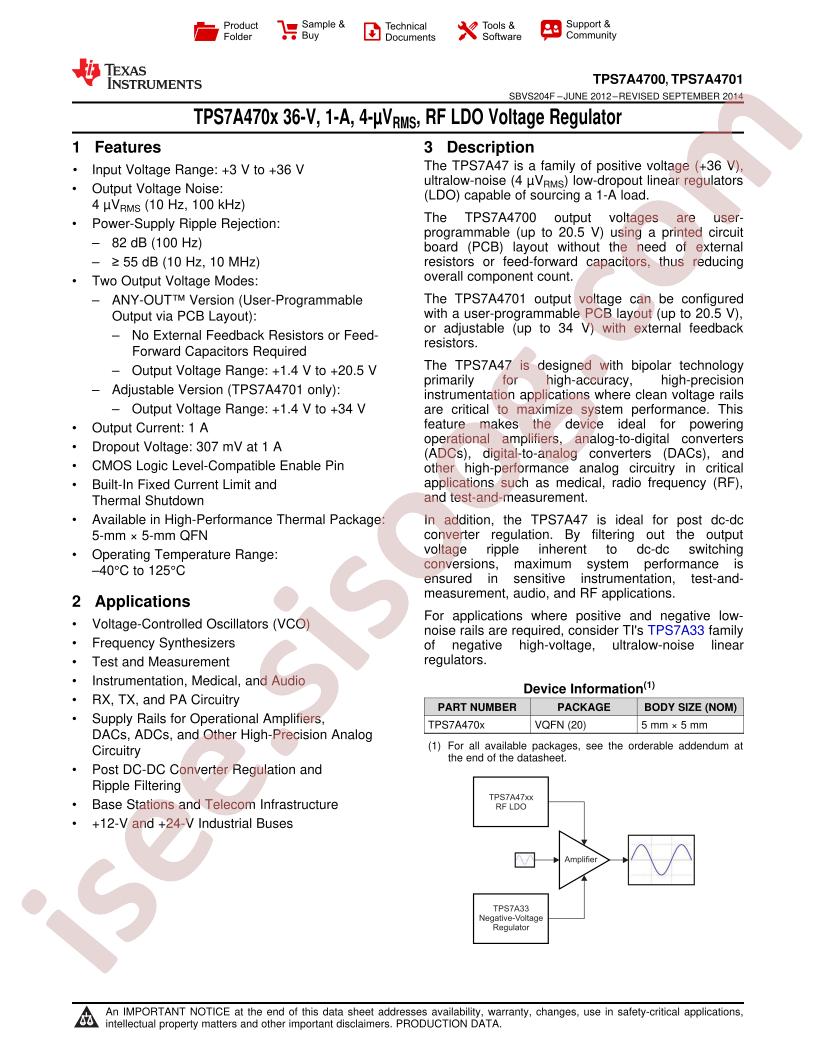 TPS7A4700,01 Datasheet