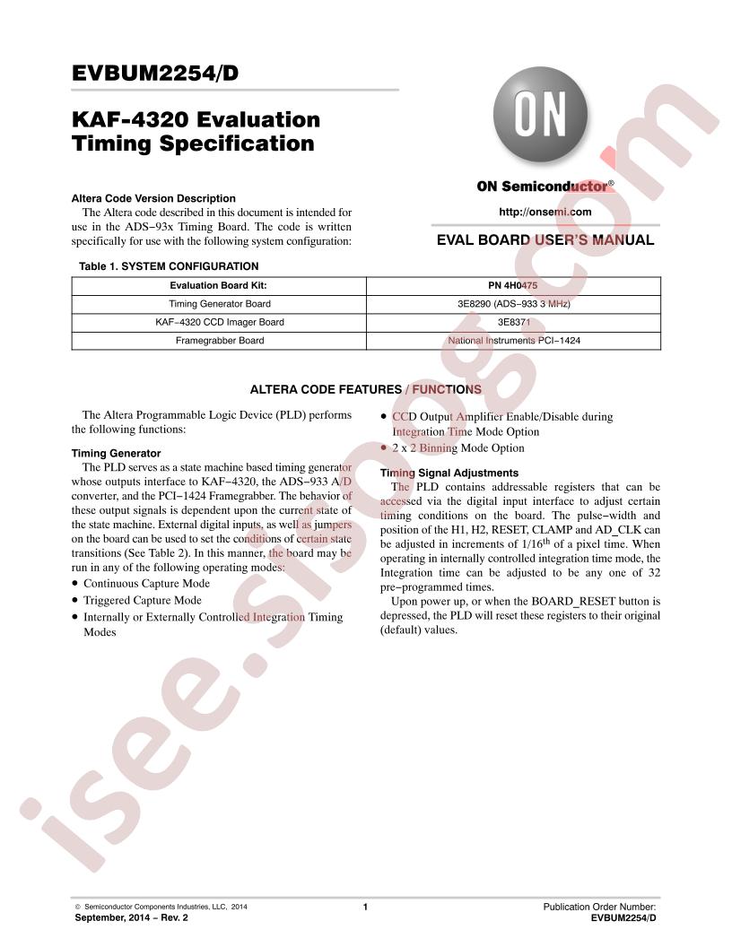 KAF-4320 Evaluation Timing Specification