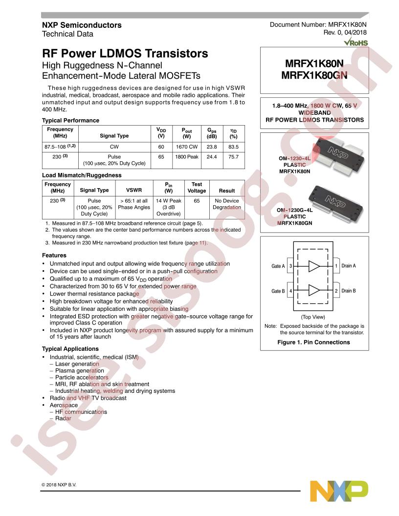 MRFX1K80(GN, N) Datasheet