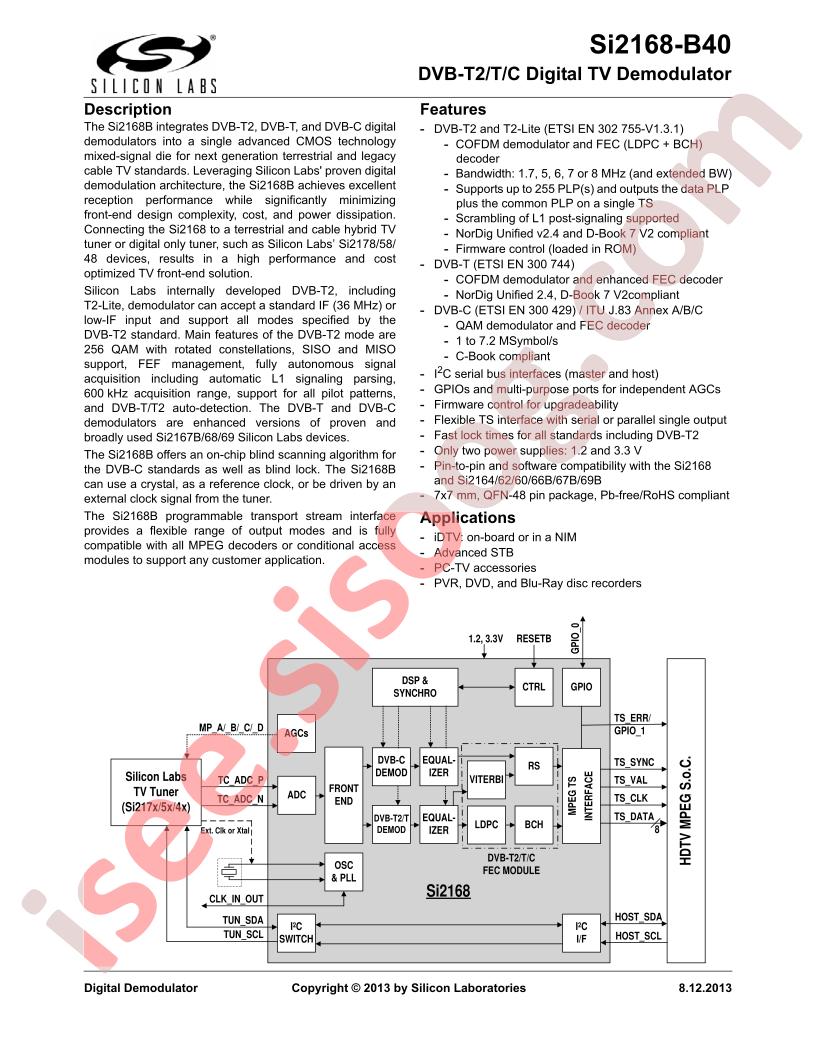 SI2168-B40 Data Short