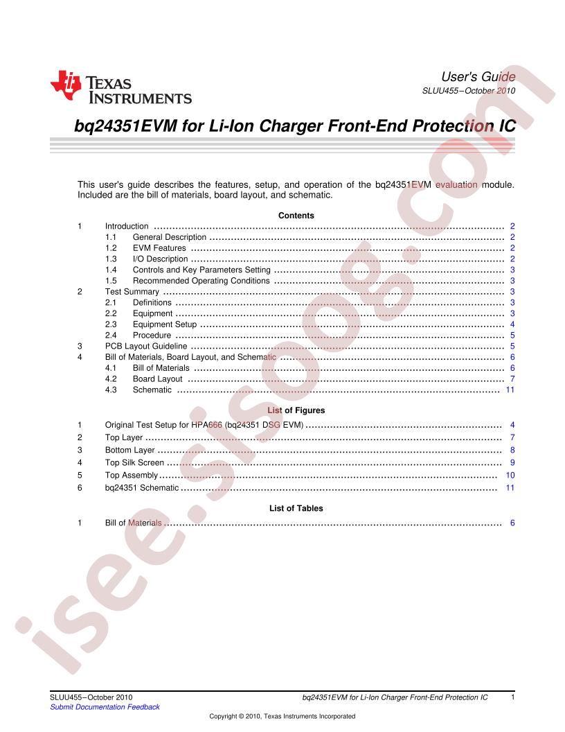 BQ24351EVM User Guide