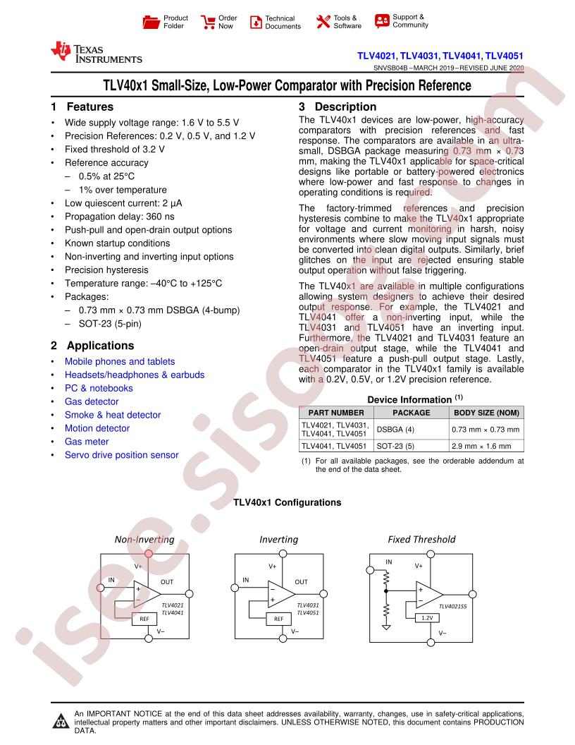TLV40x1 Datasheet