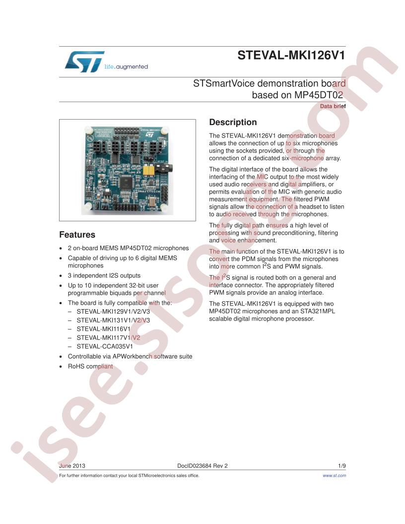STEVAL-MKI126V1 Brief