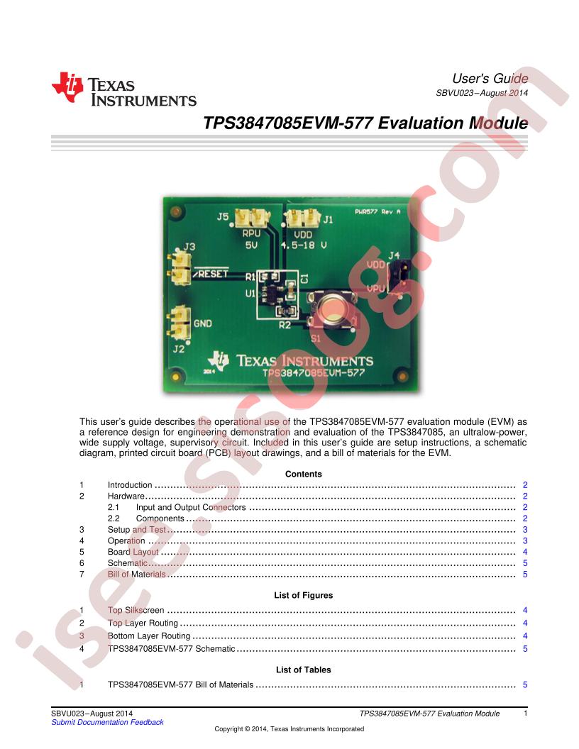 TPS3847085EVM-577 User Guide