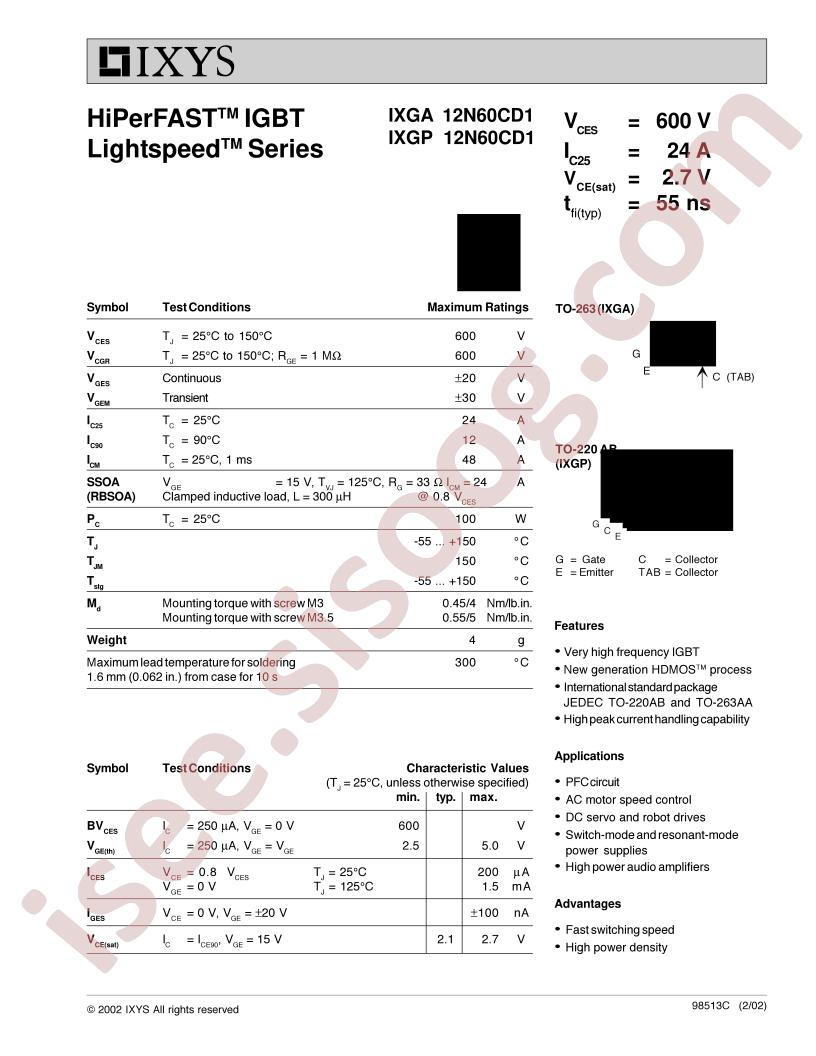 IXG(A,P)12N60CD1