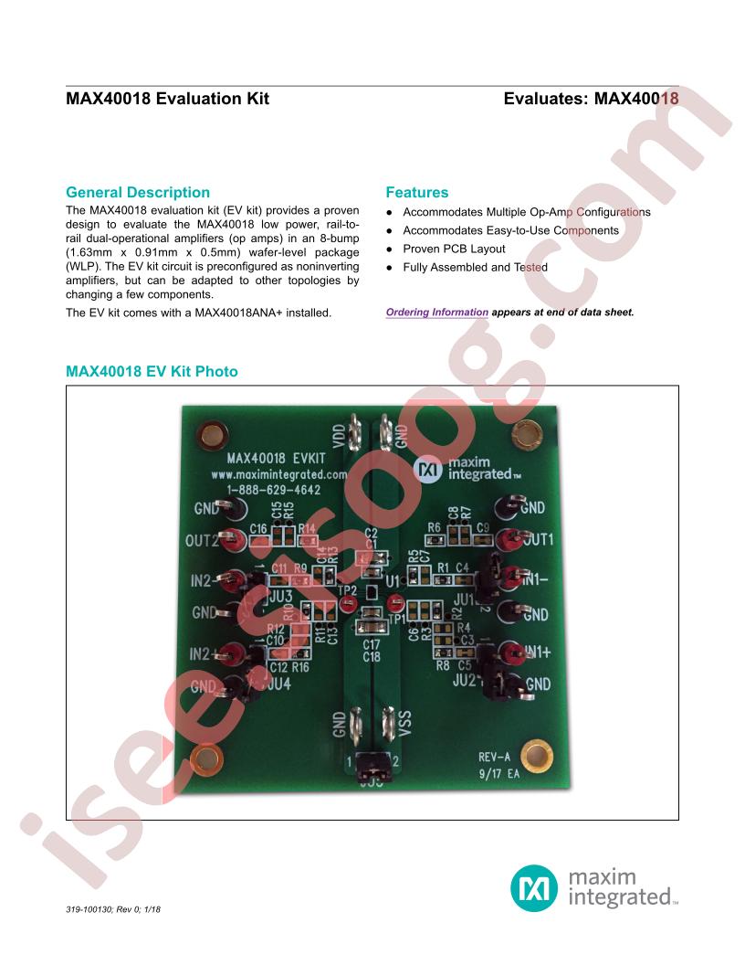 MAX40018 Evaluation Kit