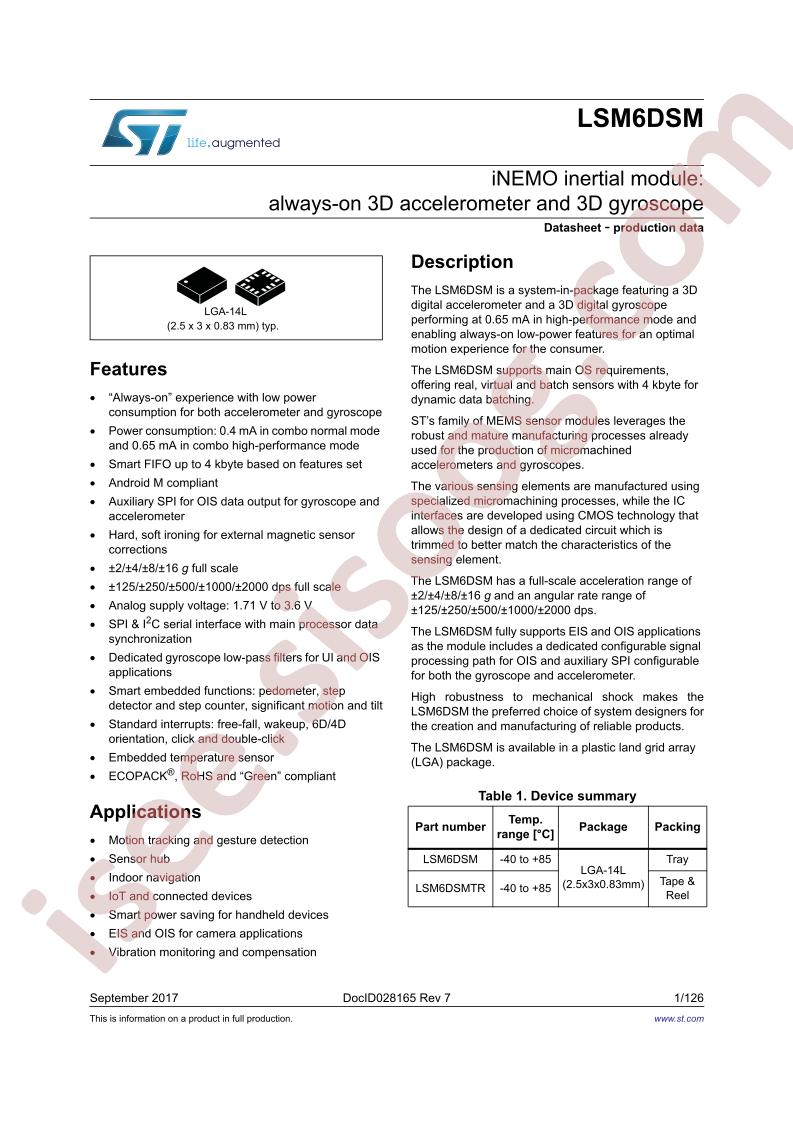 LSM6DSM Datasheet