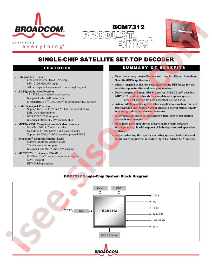 BCM7312 Product Brief