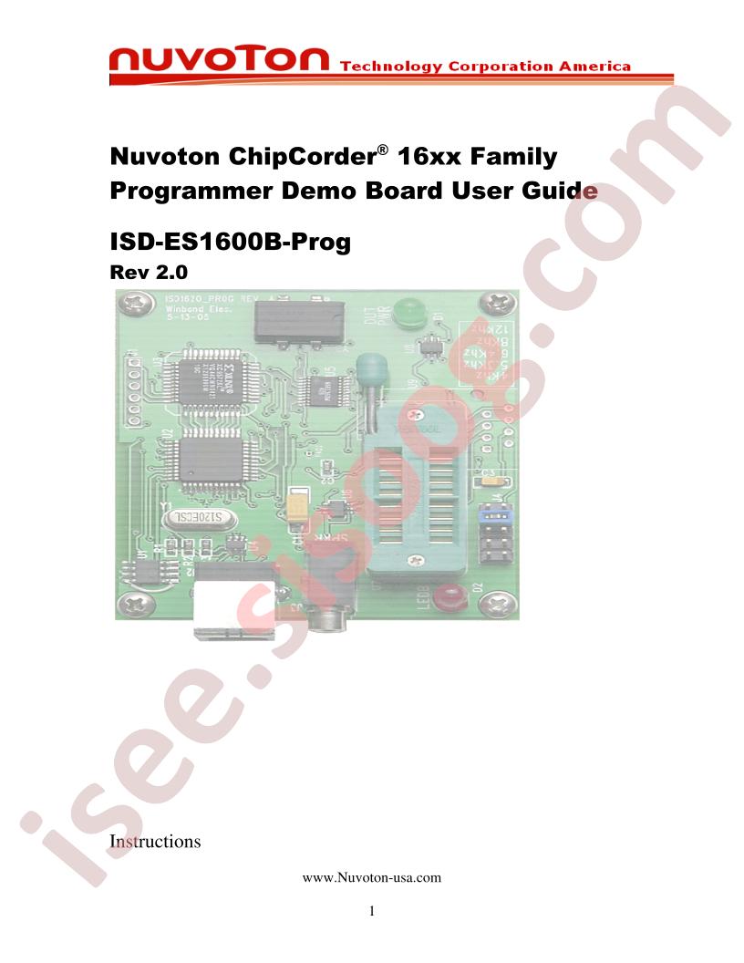 ISD16xx Demo Board User Guide