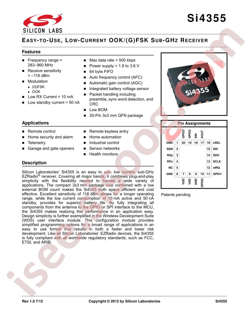 Si4355 Datasheet