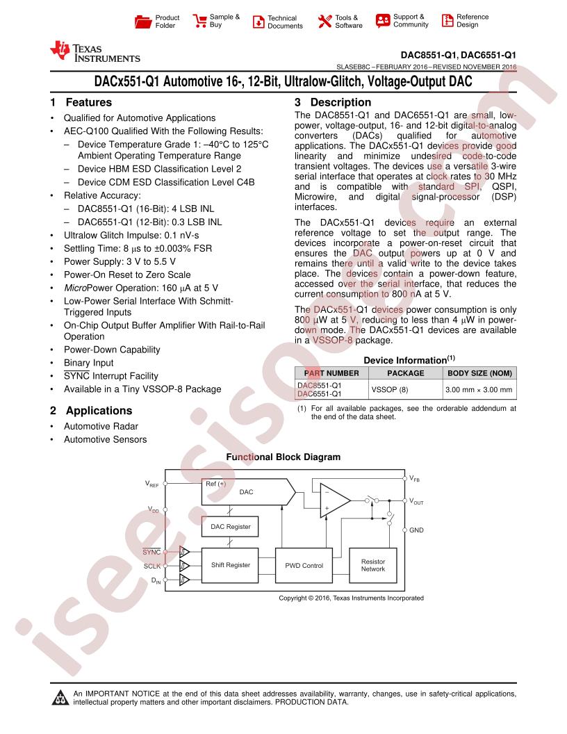 DAC8551-Q1 Datasheet
