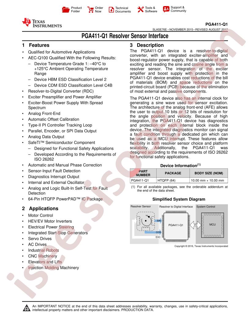 PGA411-Q1 Datasheet