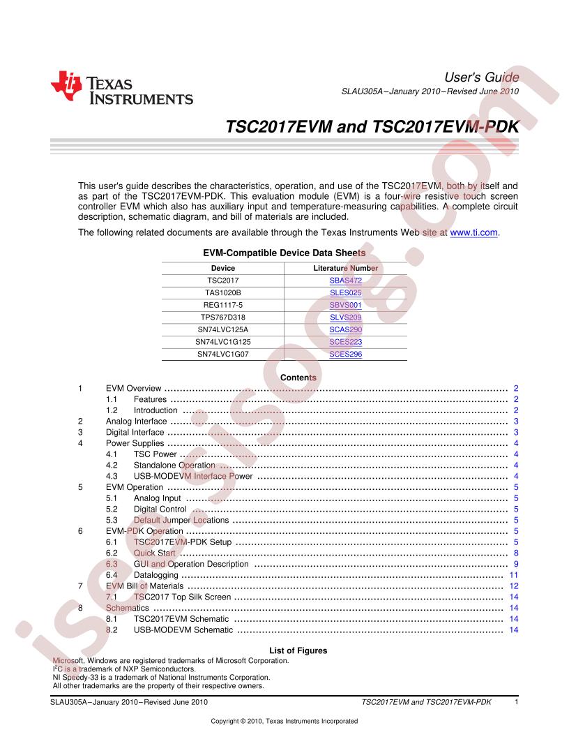 TSC2017EVM(-PDK) Guide