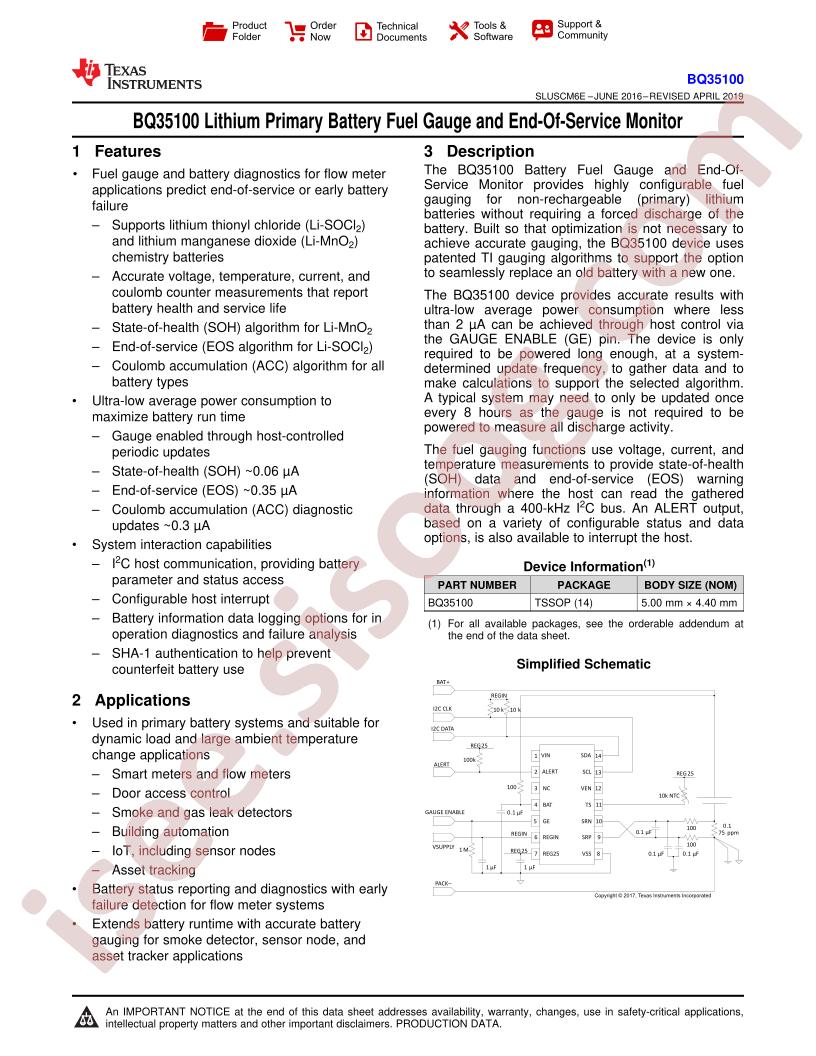 BQ35100 Datasheet