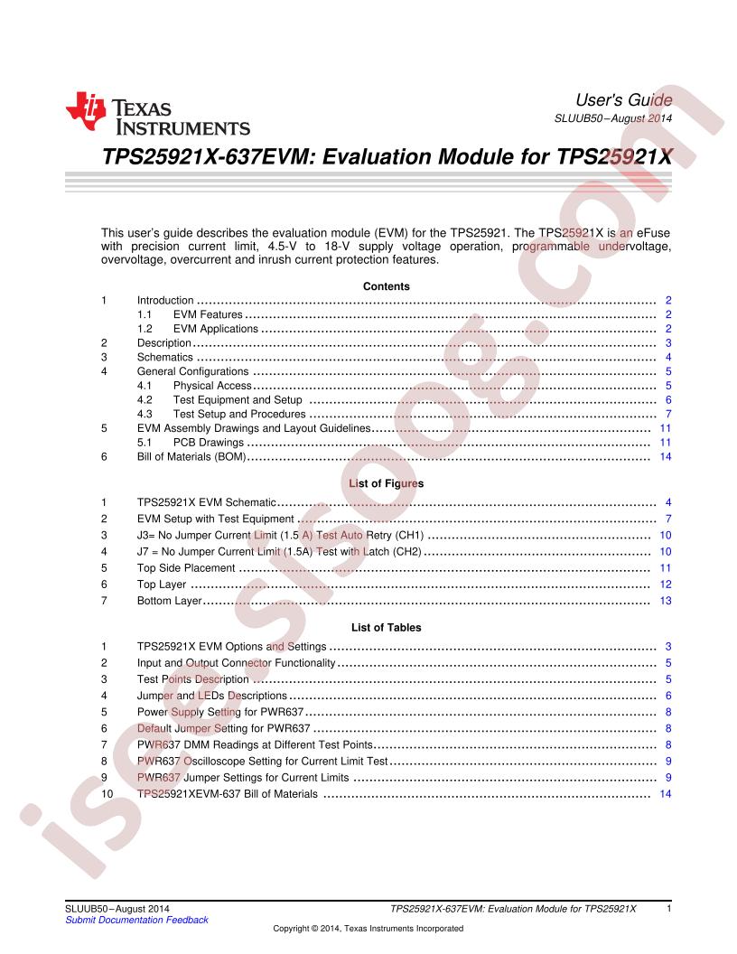 TPS25921EVM-637 User Guide