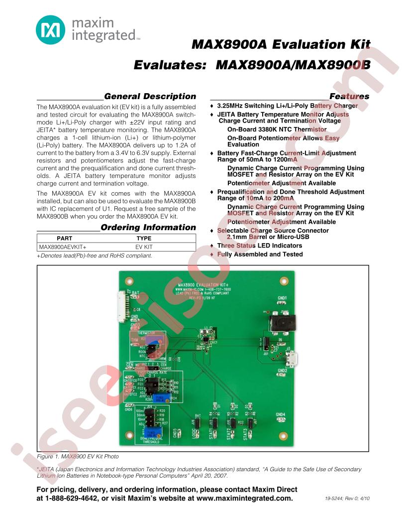MAX8900A Eval Kit